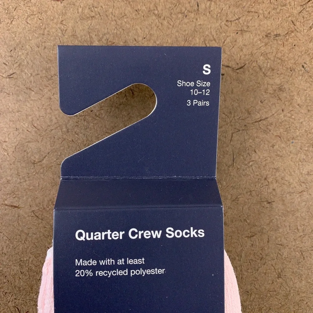 GAP Kids Girls Shoe Size 10-12 Pink White Gray Quarter Crew Socks (3-Pack) NWT